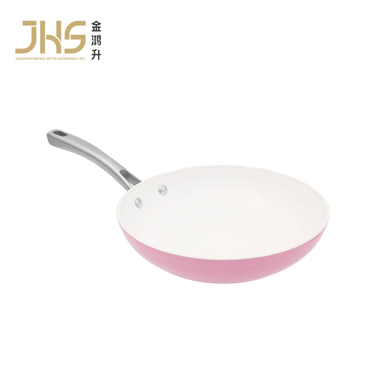 Induction bottom 7pcs PINK WHITE aluminum kitchen non stick nonstick cooking pots and pans cookware sets with glass lid