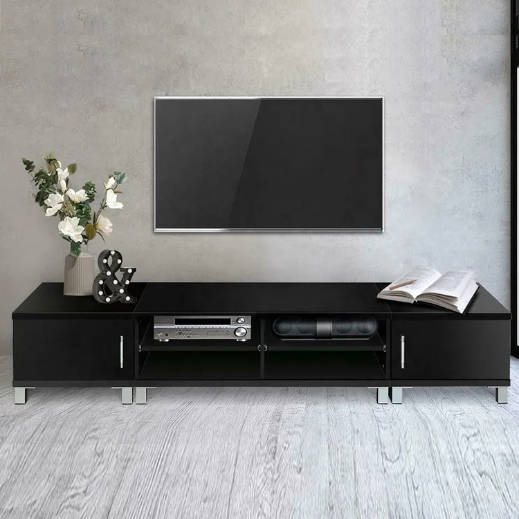 modern  living room furniture black TV cabinet  Wooden TV Stand  Long TV cabinet 1.9m