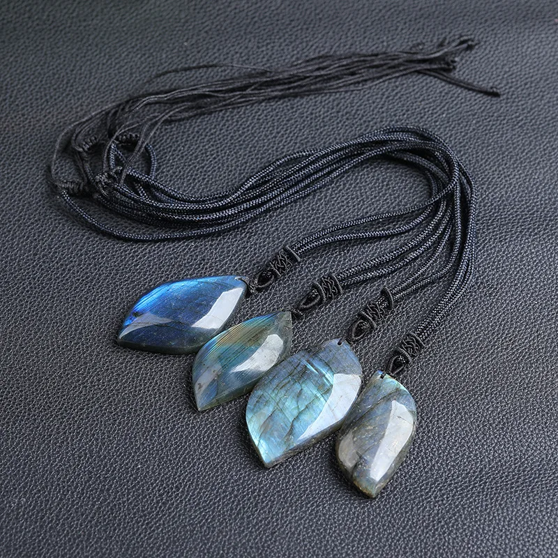 adjustable healing energy gemstone labradorite crystal pendant necklace