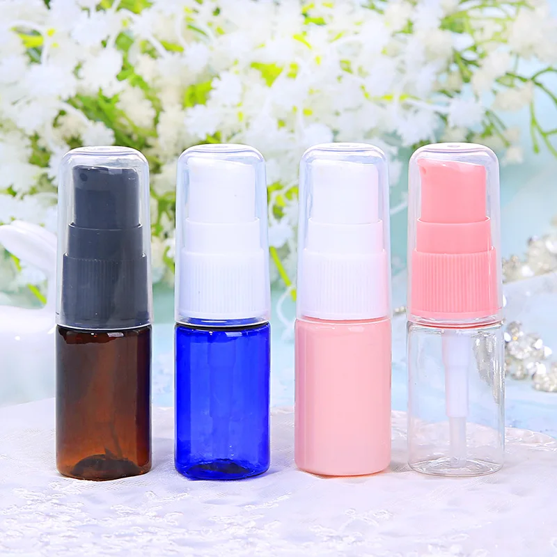 New Arrival Amber 10ml Clear Essence Bottle 30ml Pink  Round Cosmetic PET Lotion Bottle Press Pump Bottle