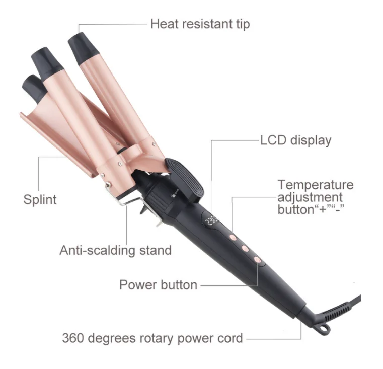 Новый ЖК 5 в 1 Набор для завивки волос с тремя трубками