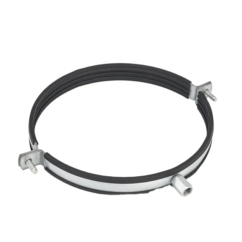Pipe Clamp With Epdm Rubber 100mm Ventilation Pipe Clamp With Rubber Zinc Plated Pipe Hangers For Spiral Ducts