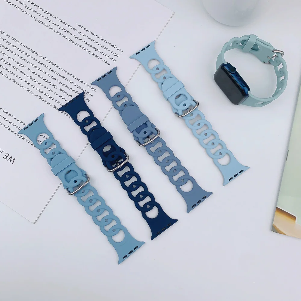 New Design Hollow Out Bracelet with Hole Breathe for Iwatch Replace Silicone Wristband I Watch Doughnut Watchband