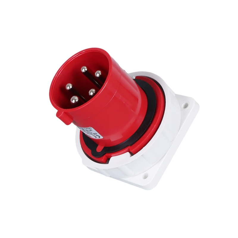 Good Quality 63A5P 400V Panel Mount Industrial Plug IP67 3P+N+E Electrical Power Plug 63 Amps