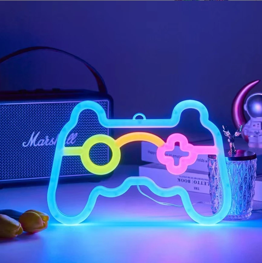Heart Planet Gamepad Hanging Night Lamp Battery/Usb Powered Led Neon Light Signs For Wall Christmas Home Party Bar Decoration