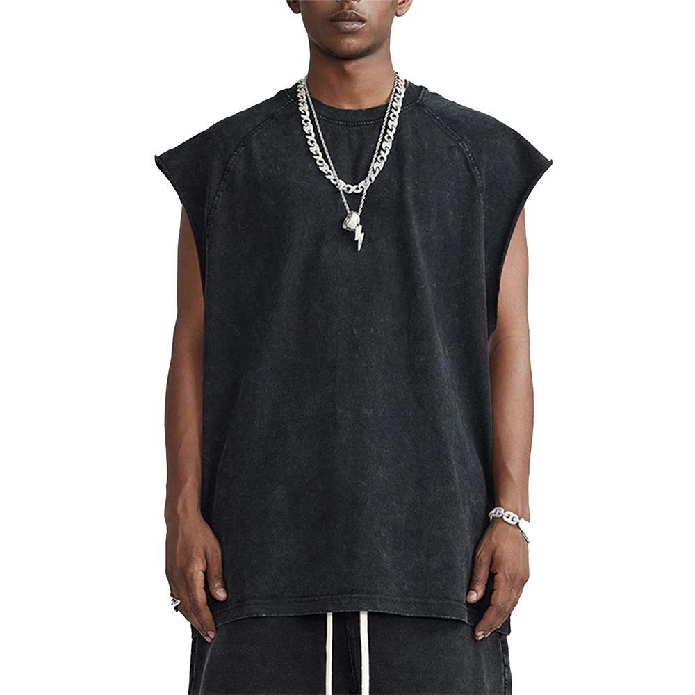 Manufacturers For Customs Clothes singlets for men Blank Tshirts 100 Cotton Washed T-shirt Oversized Sleeveless Shirts For Men