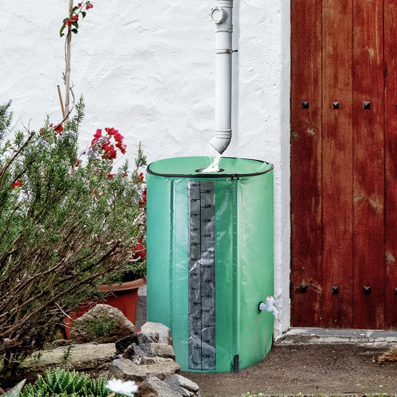 Collapsible Rain Barrel,Portable Water Storage Tank With Volume Marker,Filter Faucet,66 Gallons