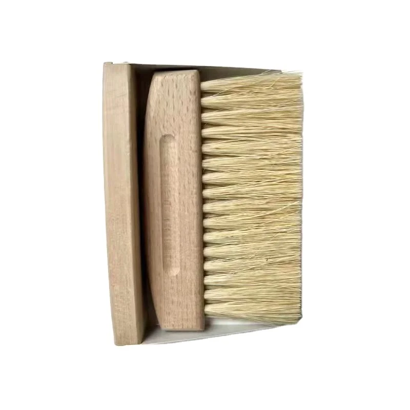 Mini Hand Whisk Broom and Snap-on Dustpan Set, Wooden Portable Dust Pan Set Vegan