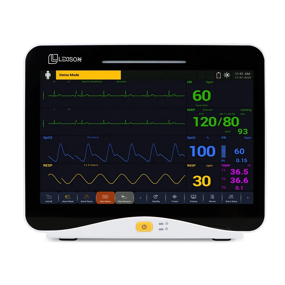 Lexison PPM-H12 High Quality Cheap price 12.1inch Touch Screen Portable Multi parameter Vital Signs ICU Patient Monitor