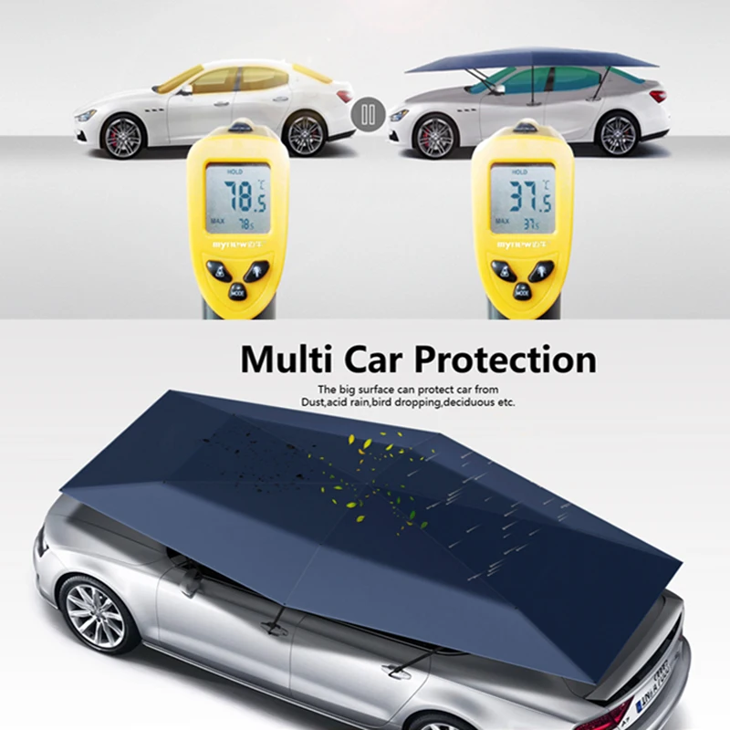 FEAMONT 4.8M car roof umbrella Semi Automatic Folded Portable Car Protection car umbrella sun shade