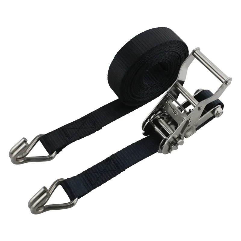 2 inch 5000Kgs lashing strap with Stainless steel ratchet auto tie down strap with  Stainless steel J hook