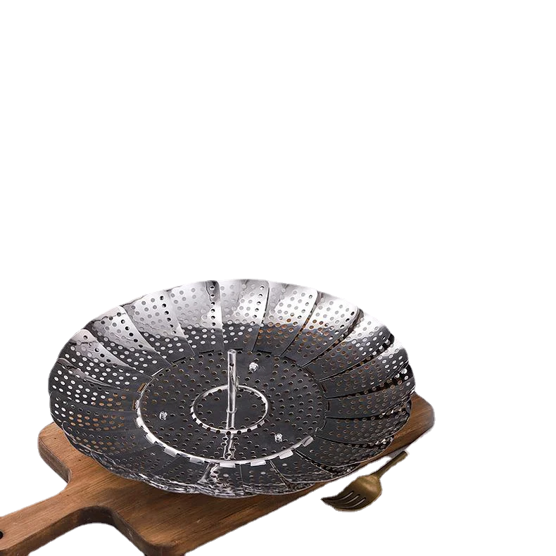 Stainless steel steamer lattice small long ed bun telescopic folding open fancy tray multi-functional household circular rack