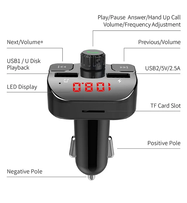  Yikoo OEM Многофункциональный телефон с двумя USB-портами автомобильное зарядное устройство Быстрая зарядка мощная Совместимость