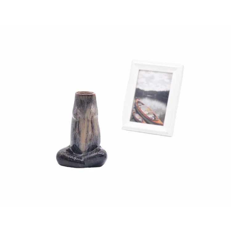 Large Clay Ceramic Matte Single Black Vase For Living Room church decoration vase