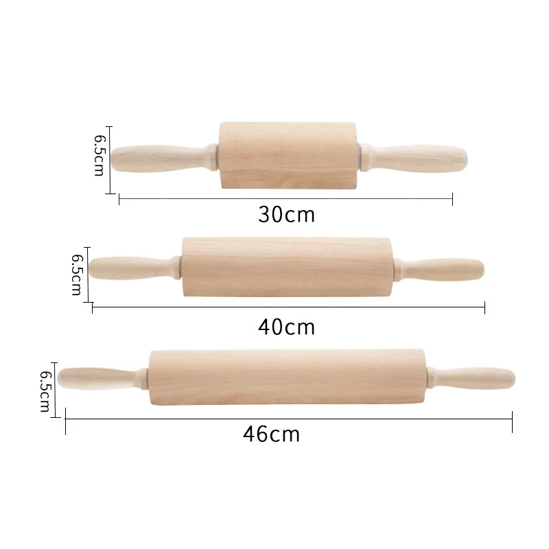 
Eco-friendly size optional 360 degrees rotate classical solid wooden cookie rolling pin with handle 