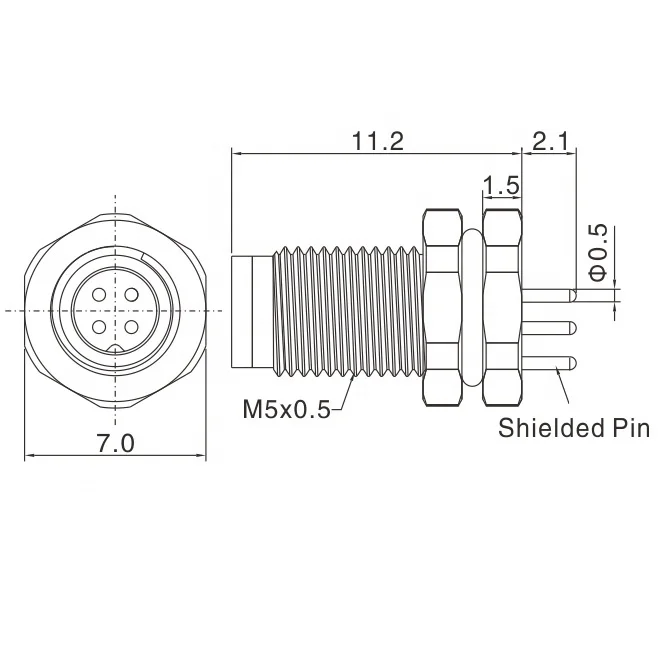 Finecables Waterproof Electrical Panel Mount PCB Circular M5 Connector