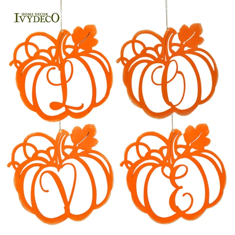 IVYDECO Thanksgiving Gift Thin Rope Hanging L.O.V.E  Alphabet Metal Pumpkin Craft Wall Arts
