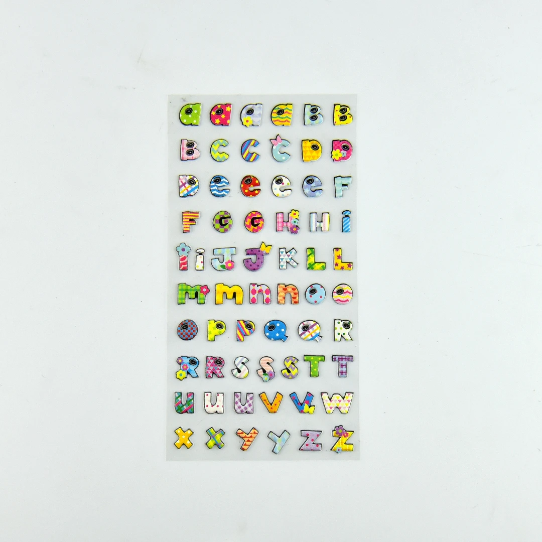 
Manufacturer Custom Design 3D Colorful Letter Puffy Sticker Sheet 
