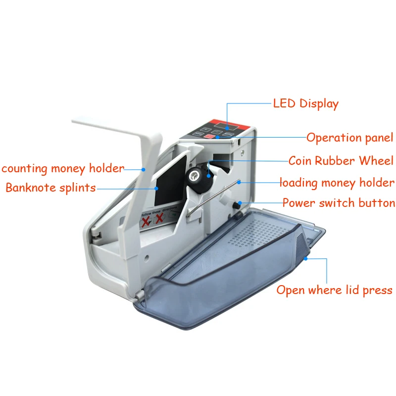 V40 Portable Mini Handy Money Counter Worldwide Bill Cash Banknote Note Currency Counting Machine with LED Display Financial