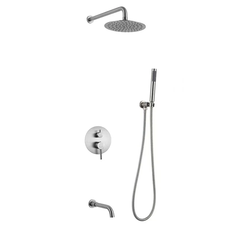 Wall Mounted Dual Handle Bathroom Rain Shower Set Bath & Shower Faucets with Mixer Set