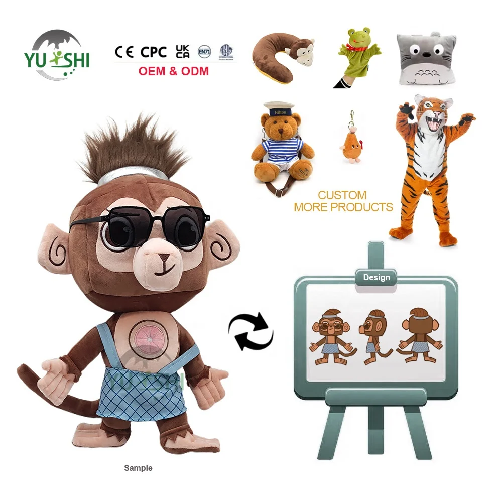 Factory OEM ODM Peluches Toy Customized Cartoon Character Plushies Doll High Quality Souvenir Stuffed Plush Mascot