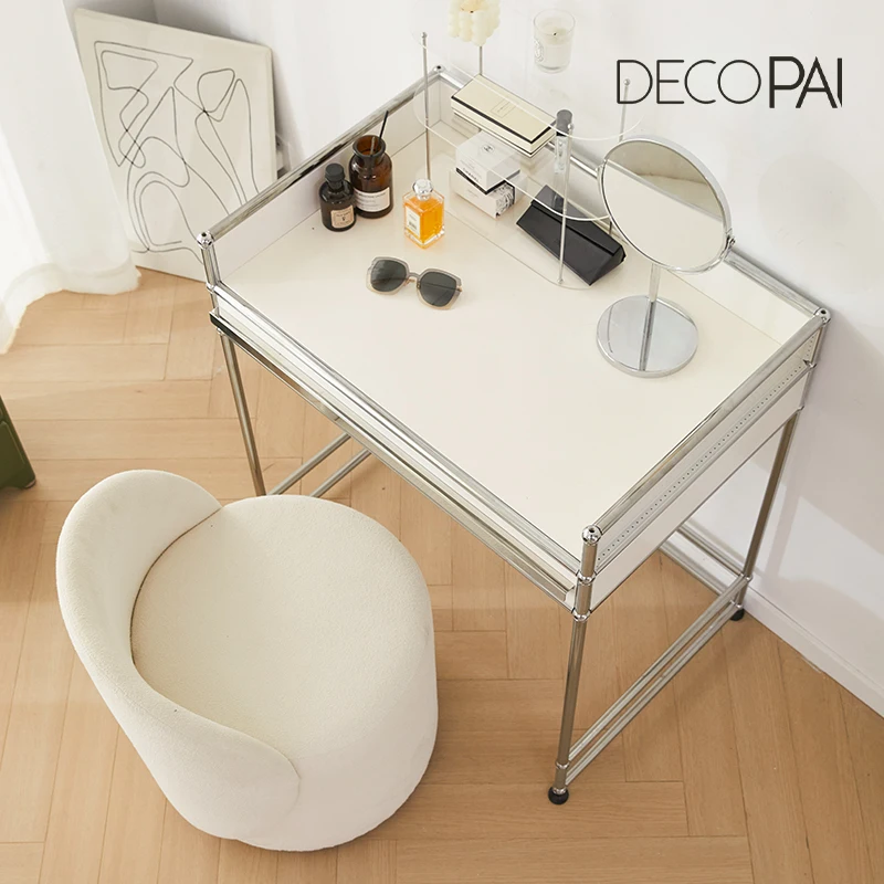 Nordic stainless steel dressing table, small apartment, high value, simple and minimalist designer dresser