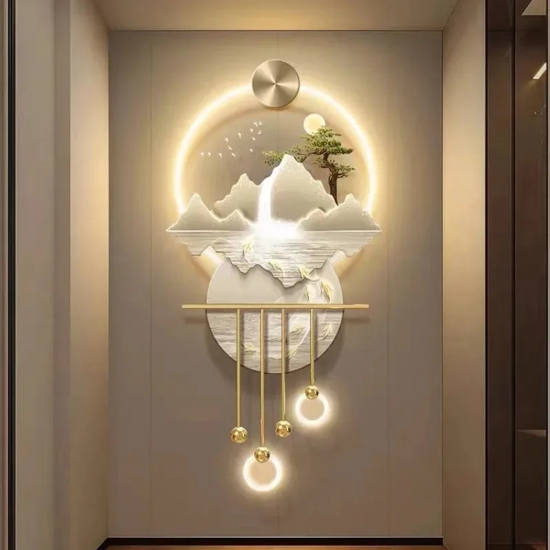 Factory Direct sales latest motain view LED 3D home wall decoration metal art acrylic light landscape animal painting