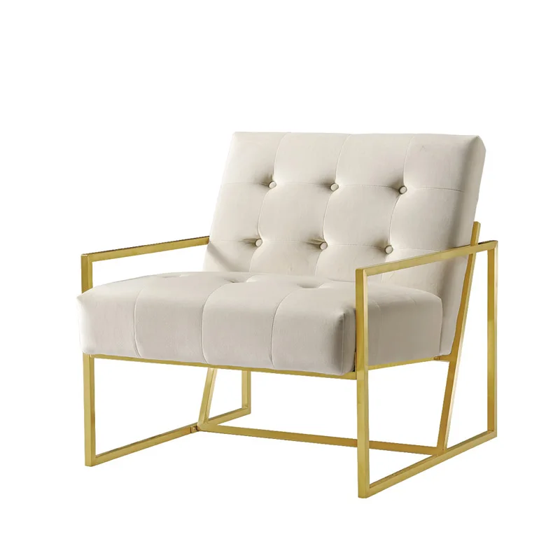 Greenstar Elegant Velvet Dinning Chair Mid-Back Support Accent Arm Chair Modern Leisure Upholstered Chair with Gold Plating Legs