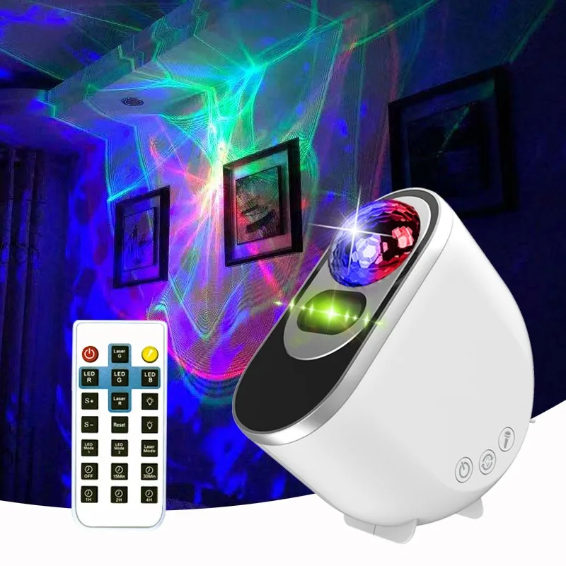 3D Kids Night Light Voice Sensor Remote Control Table Lamp LED Galaxy Ocean Wave Aurora Projector