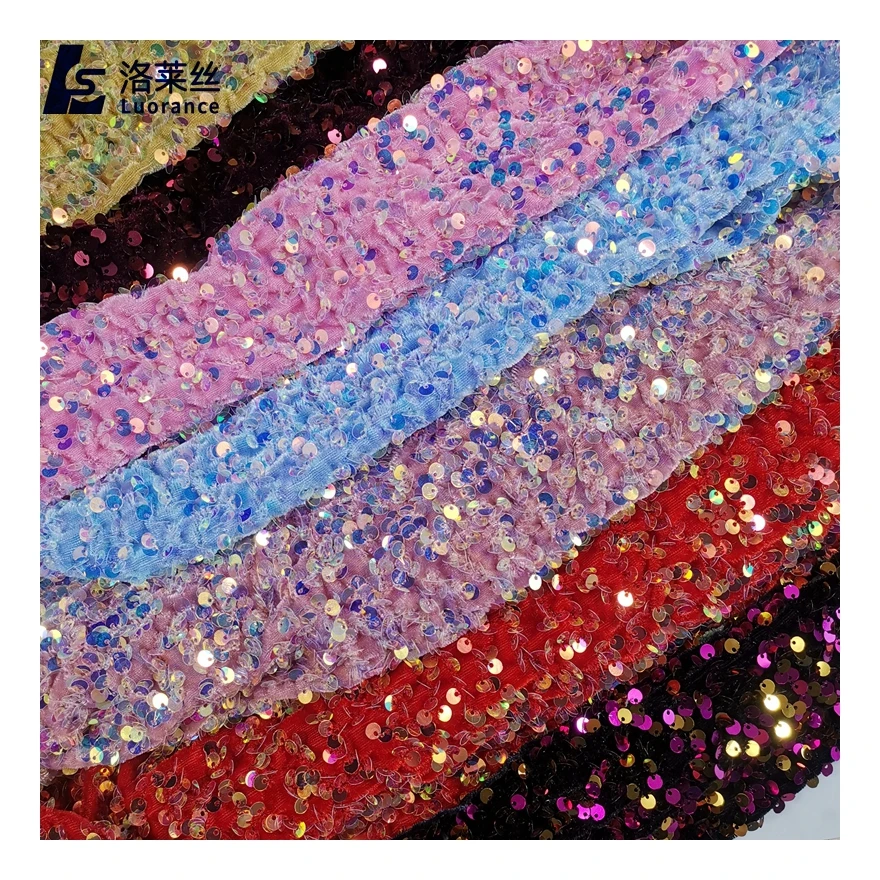 ready goods sequin embroidery velvet sequins fabric