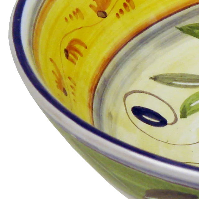 35CM / 13.7IN CERAMIC ROUND BOWL WITH OLIVES DESIGN HANDMADE IN ITALY