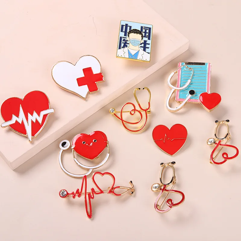 Medical series brooch, popular in Europe and America, creative Chinese doctor brooch clothing accessory, metal badge