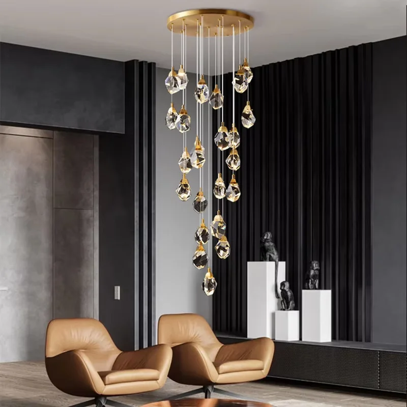 VANTONE Creative House Hotel Project Apartment Interior Designer Stainless Led Crystal Pendant Light Drop Light Chandelier