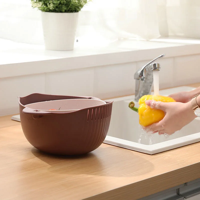 BPA Free Space-Saver Portable Food Strainer,Colander Set with Bowl Strainer Plastic Colander for Pasta, Veggies, and Fruits