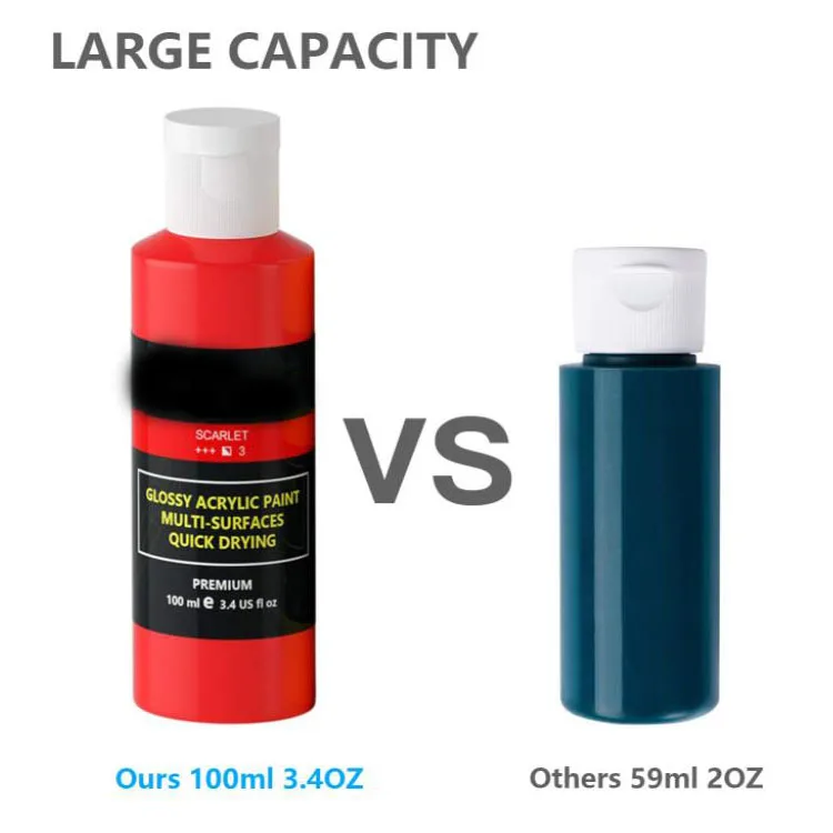 Acrylic Paint Set 18 Colors /Tubes 100ml 3.4 Oz  Non Toxic Non Fading Rich Pigments for Artist Hobby Painters Adults & Kids