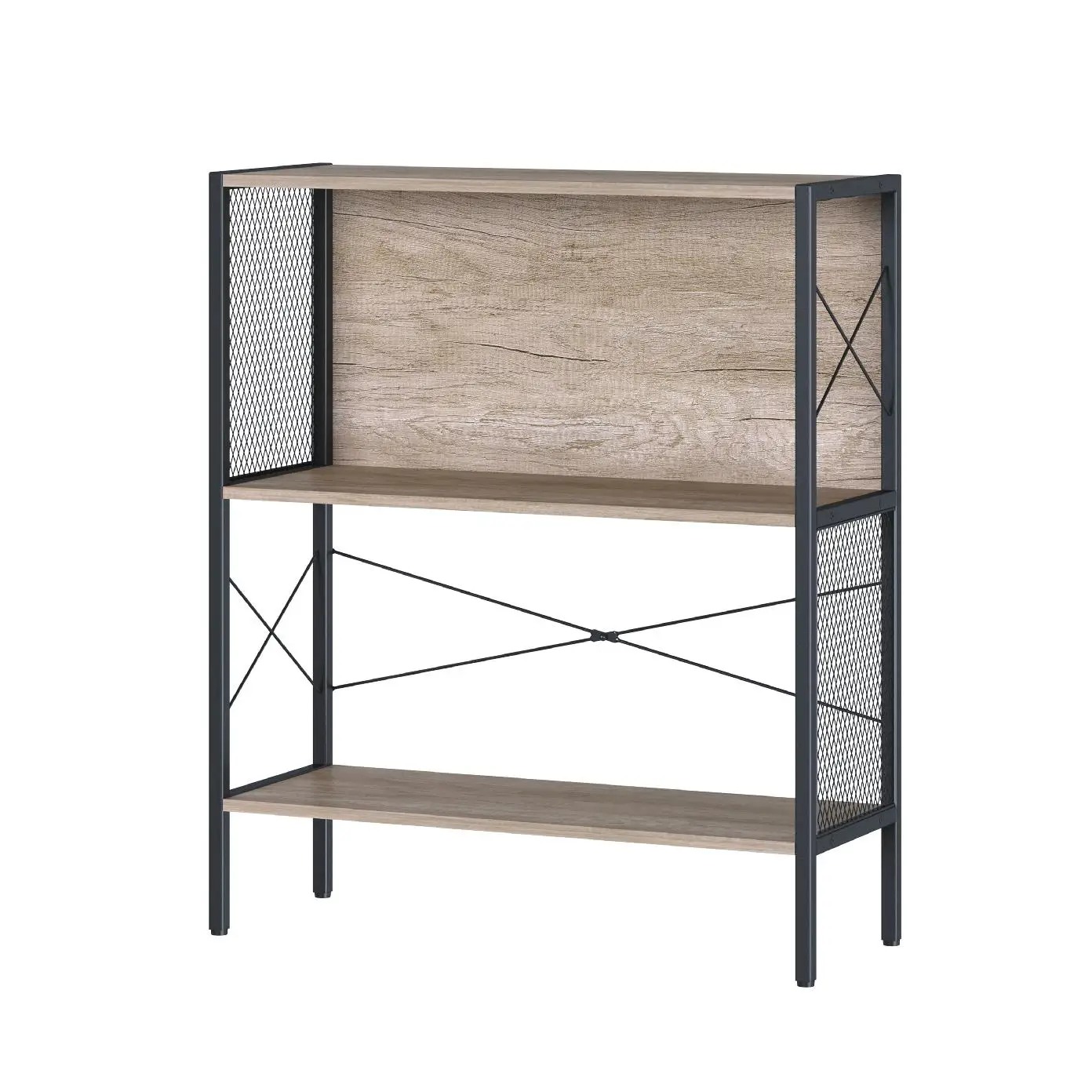 Standing Shelf House Book Rack Bedroom Home Office Metal Frame Wood Bookcase