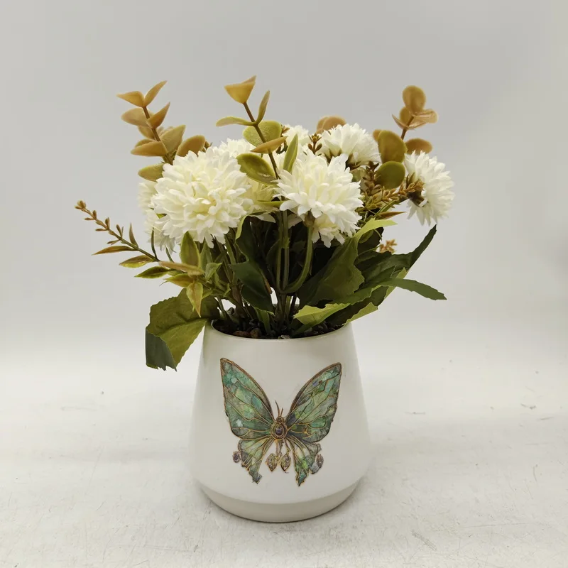 Cute Bonsai Artificial Flower Pot zen pot air bonsai pot for Home Office Glazed Ceramic garden planter for tabletop Decoration