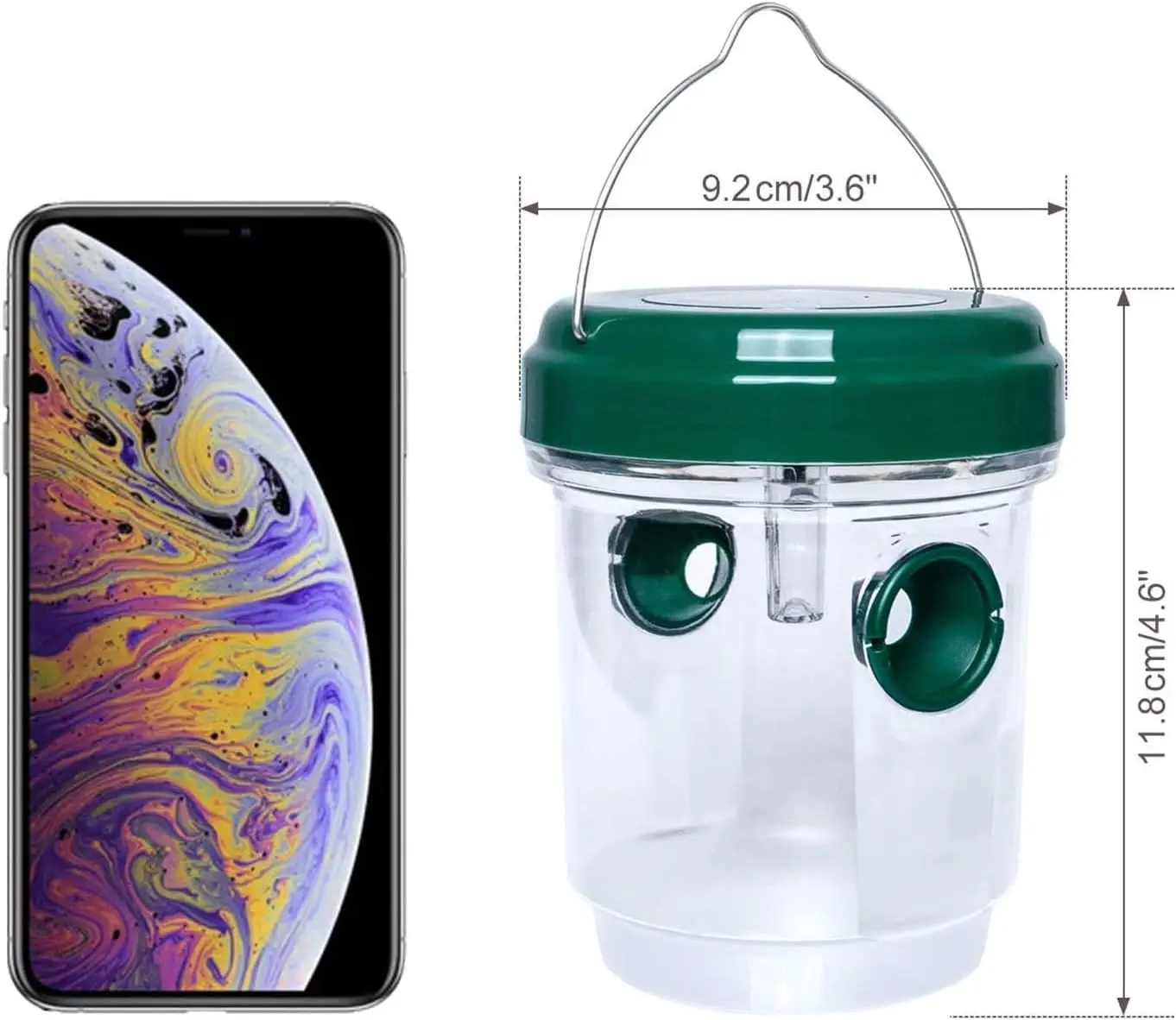 Solar Powered Wasp Trap with UV LED Light Hanging Wasp Killer for Hornets Yellow Jackets Outdoor Use