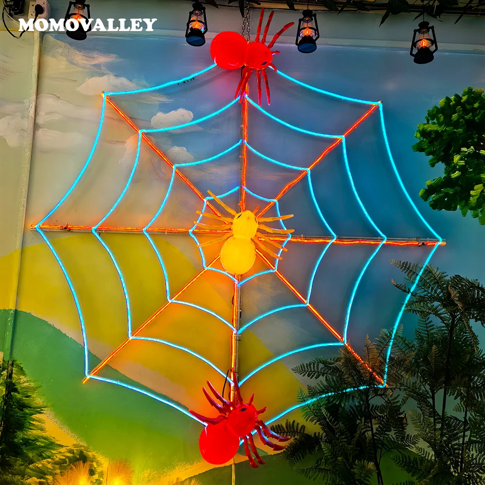 Personalised Large Outdoor LED Neon Cobwebs Halloween Horror Decorative Lighting Spider Web Déguisement Lamps