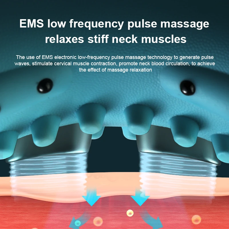 Cordless Electric Massage Pillow Cervical Traction Device Rechargeable Neck Shoulder Massager with Heat for Legs,Back