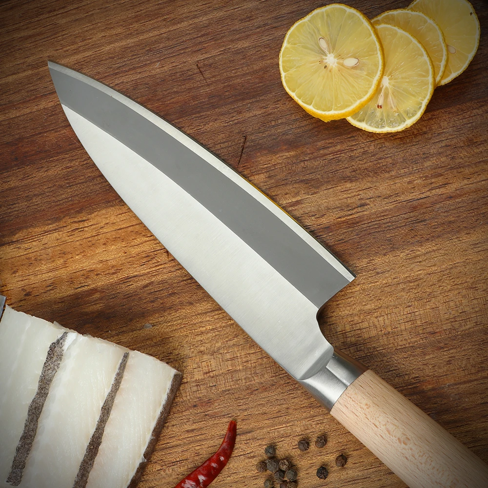 Professional 180mm Japanese High Carbon Steel Knife Fish Filleting Sashimi Sushi Slicing Carving Chef Knife Cleaver Knife
