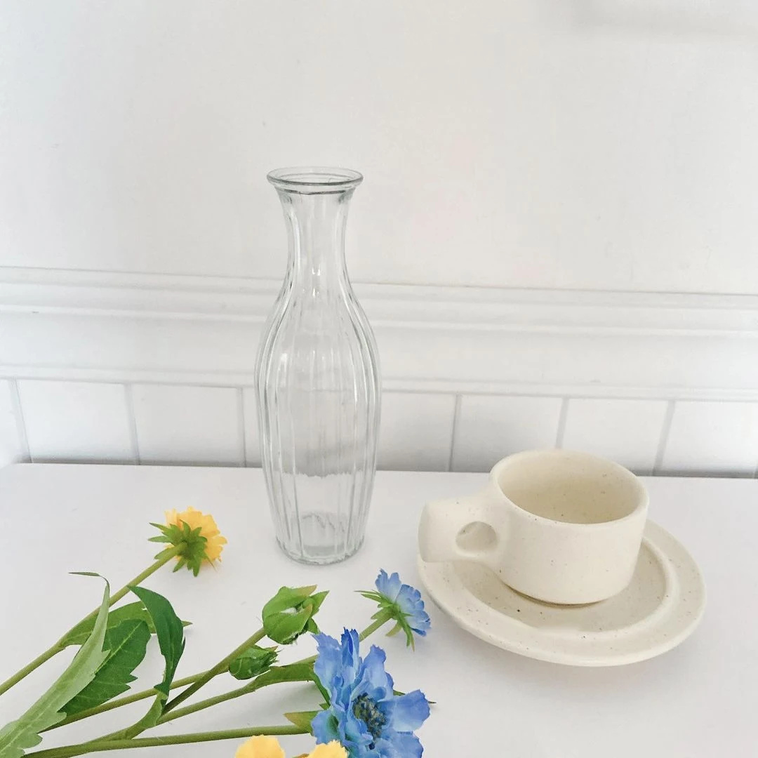 wholesale indoor home decorative clear glass crystal vase cylinder murano design glass flower vase