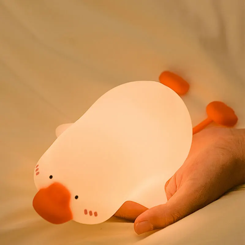 White Goose LED Night Light Cute Silicone for Kids Bedroom Small 60 Decorative Lamp Led Light Bedroom Bedside Lamp Fanoos Light