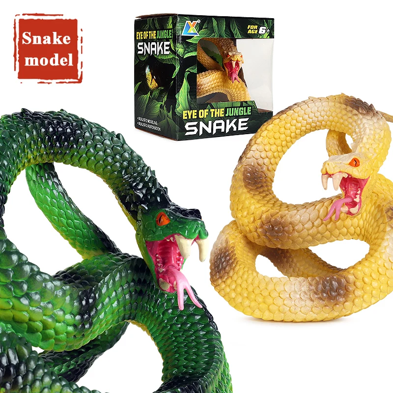 Oenux Wholesale PVC Wild Animal Action Figures Snake Model Figurines Party Decoration Kids Xmas Halloween Gift With Box