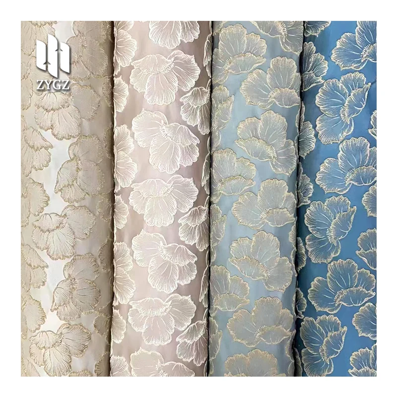 Luxury Gold Embroidered Jacquard Fabric Embossed Flora Damask Brocade For Haute Couture Dress DIY Polyester Fabric