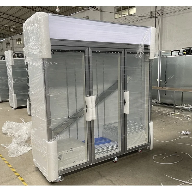 Commercial supermarket refrigeration equipment pepsi vertical 3 glass door display refrigerator
