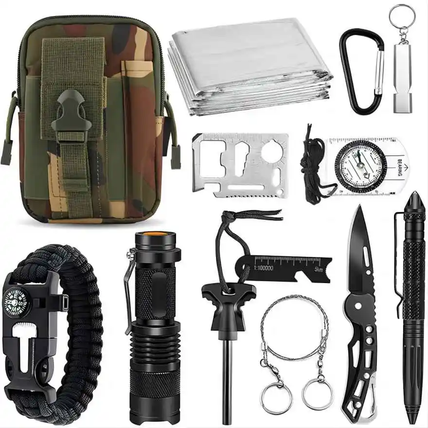 Outdoor Tactical Molle Pouch Set Kit Emergency Survival Gear Set Kit Survival Tool Pack Bag First Aid Pack Kit Set