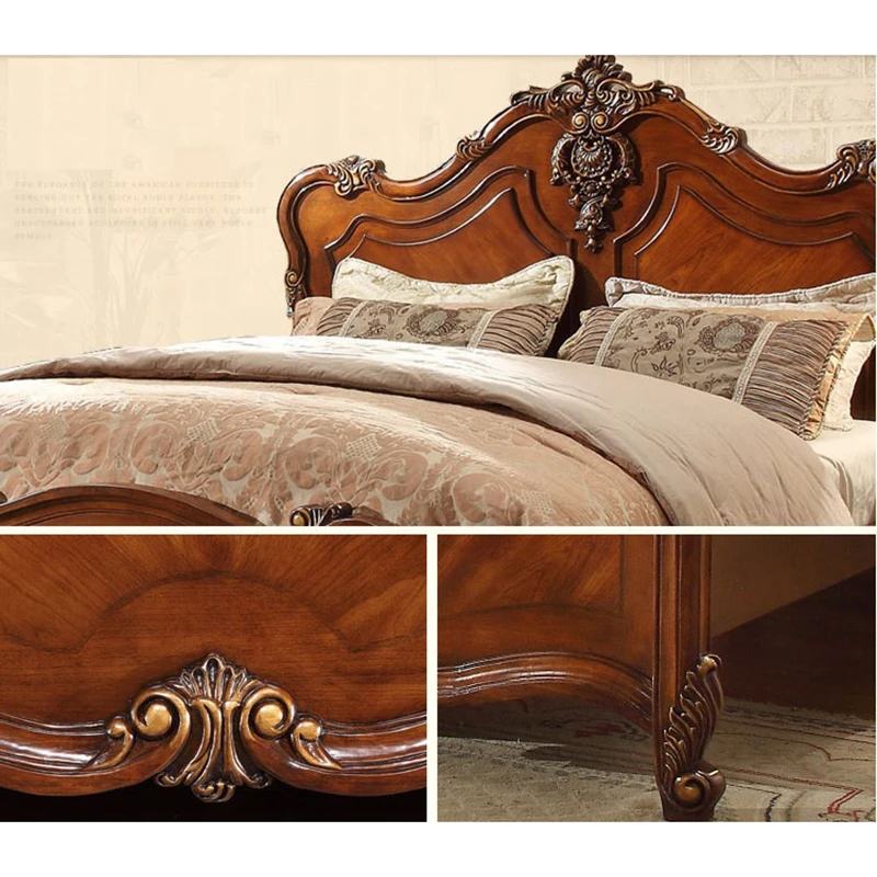 Wooden carved bed designs of furniture bedroom king bed WA622