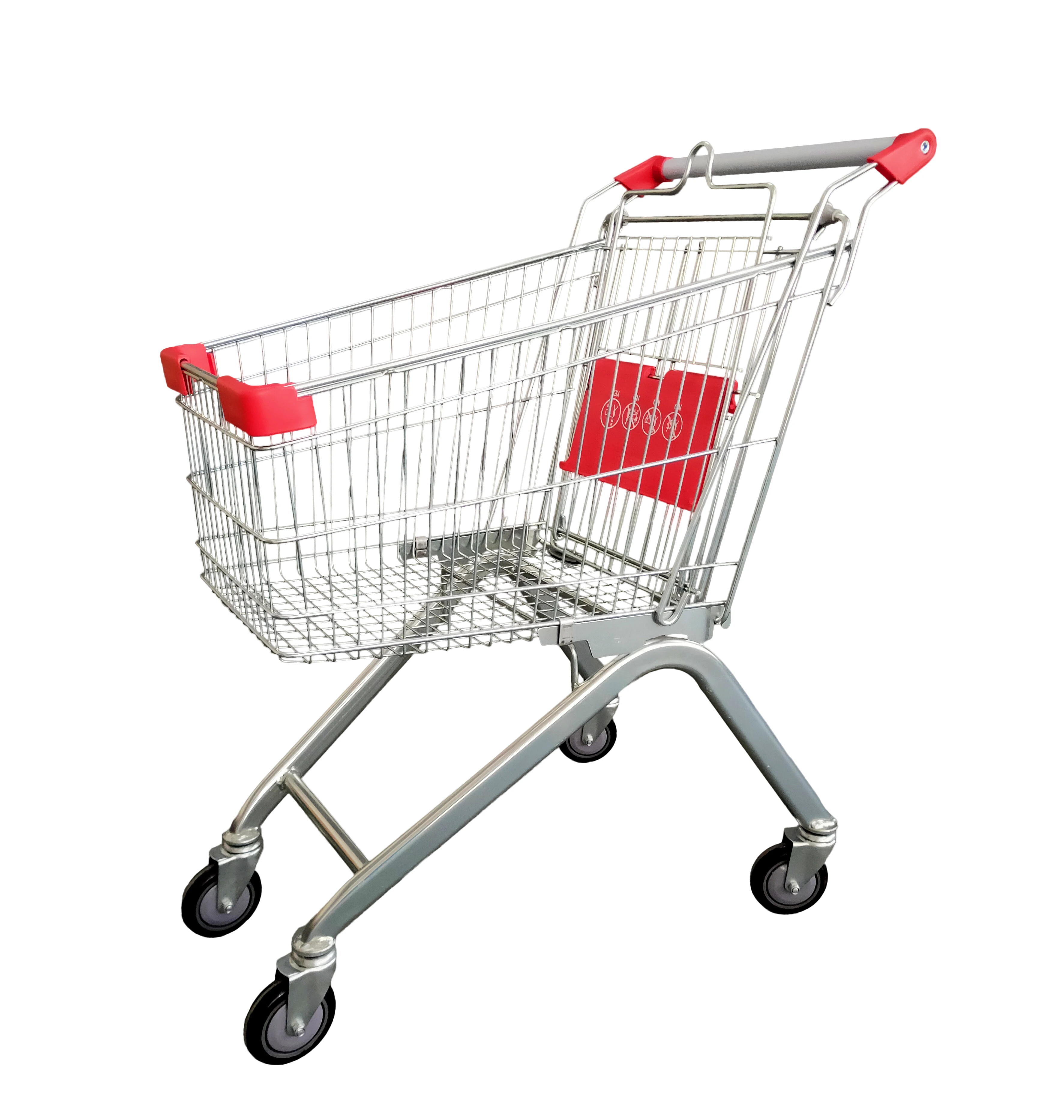 A60 Zinc and Powder Coating Shopping Trolley Supermarket Shopping Carts with PU Wheels