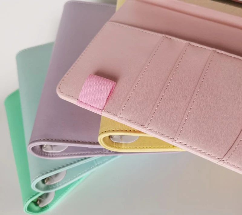 Dreamtop DTF275-1 wholesale 6 rings binder journal travel planner girls pink macaron leather notebook in A5 A6 size